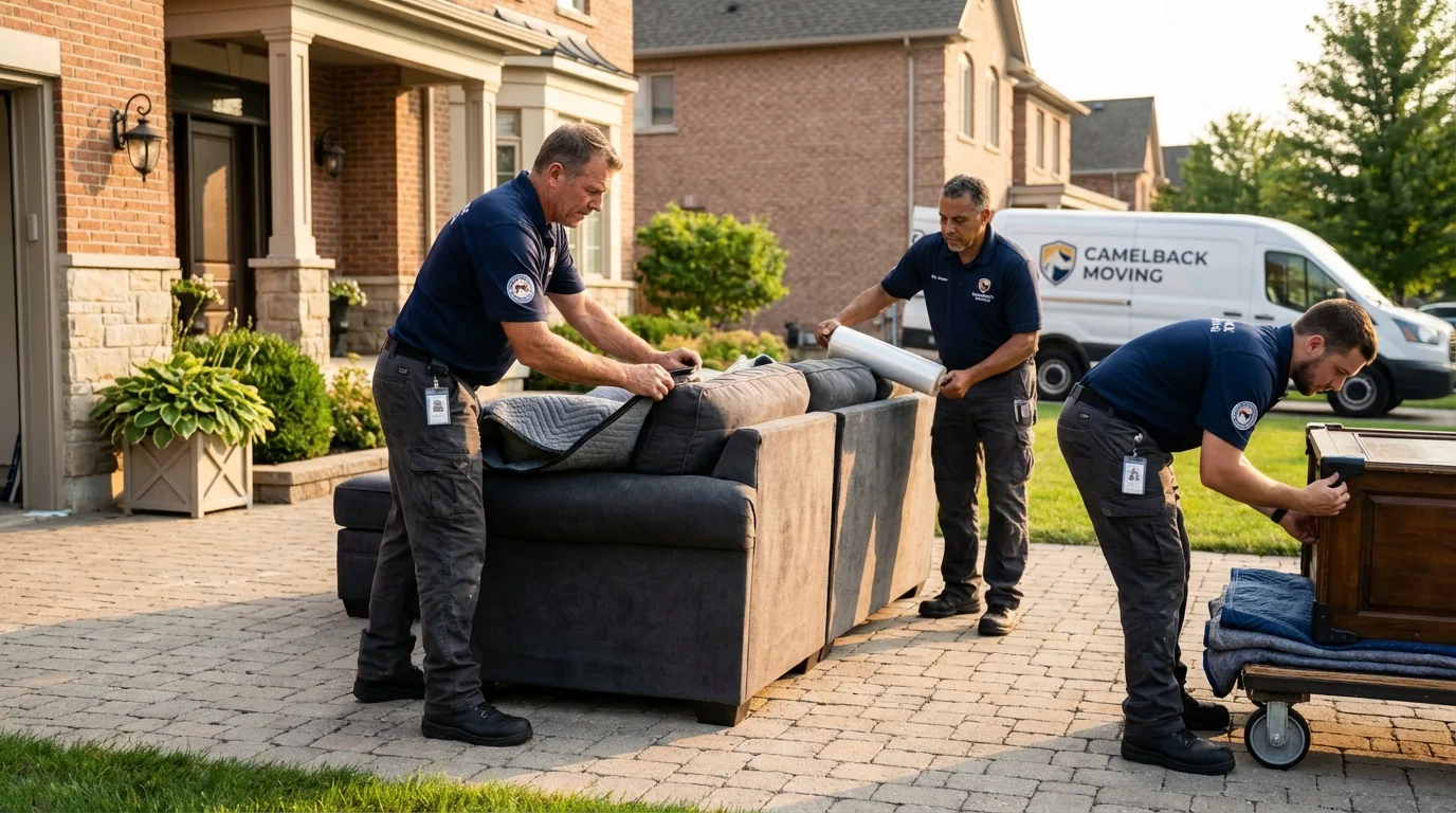 Large estate moving crew wrapping furniture in Belleville, MI